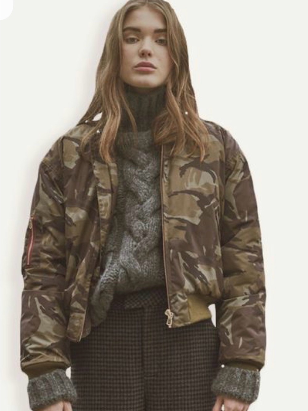 Ganni Camo Print Bomber Jacket